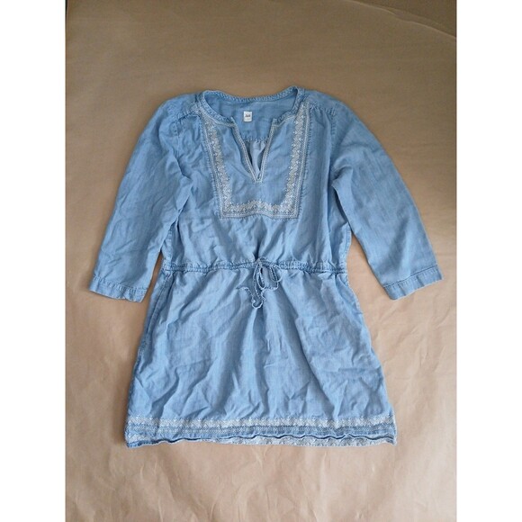 GAP Dresses & Skirts - GAP Denim Dress Womens L Blue Embroidered Classic Basic